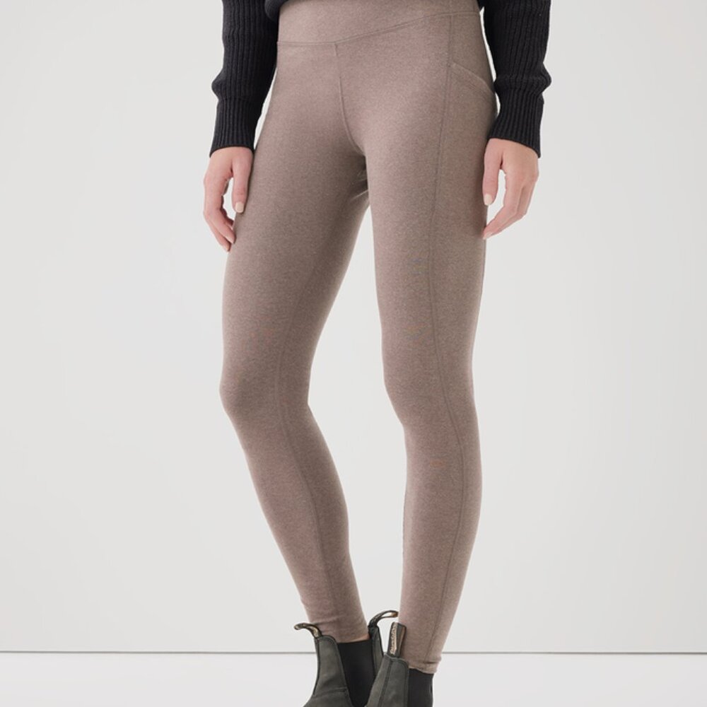 Organic Cotton Pocket Leggings - Deep Taupe Heather